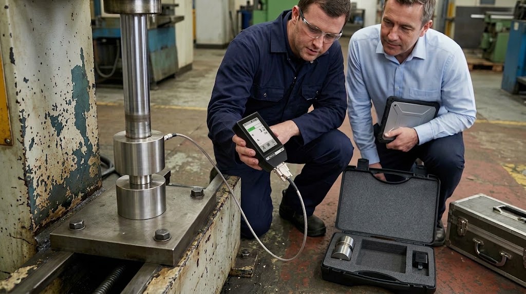 Technicien relevant un effort sur site avec un indicateur portable METRO